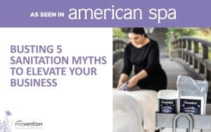 American Spa feature promoting a Prevention webinar on five sanitation myths for spa professionals