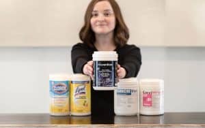 Prevention Disinfectant Wipes compared versus household disinfectants