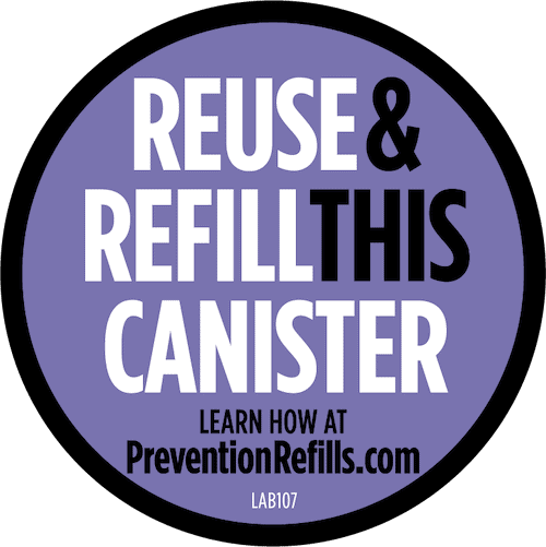 Reuse and refill this canister sticker for Prevention Wipe Refills