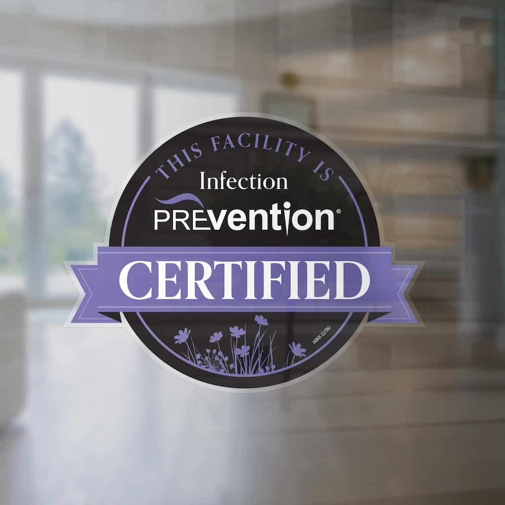 Prevention "Cleaned & Disinfected" window decal