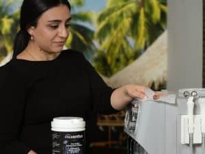 Spa professional disinfecting skincare equipment with Prevention Disinfectant Wipes