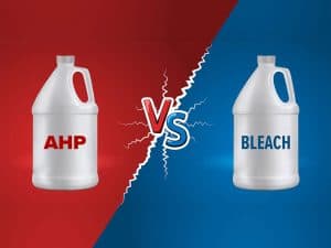 Accelerated Hydrogen Peroxide compared with bleach disinfectant