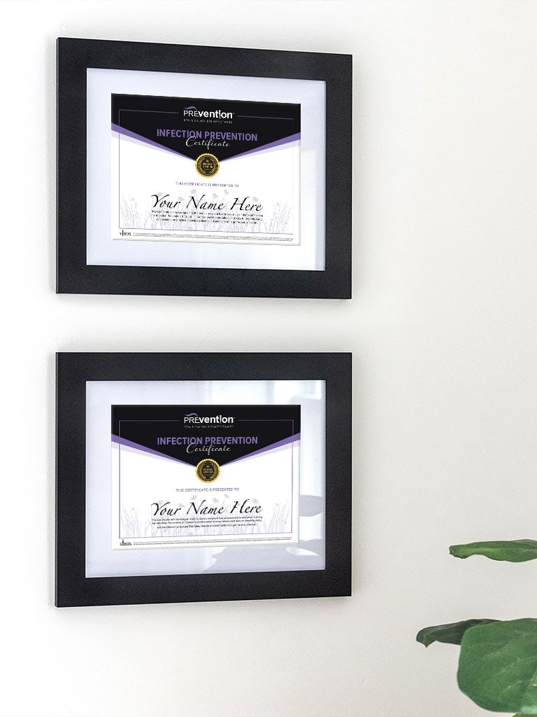 Prevention Infection Control Certificates on a Wall