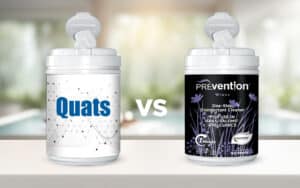 Quaternary ammonium disinfectant wipes compared with Prevention Accelerated Hydrogen Peroxide wipes