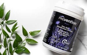 Prevention Disinfectant Wipes with green leaves representing sustainable spa practices